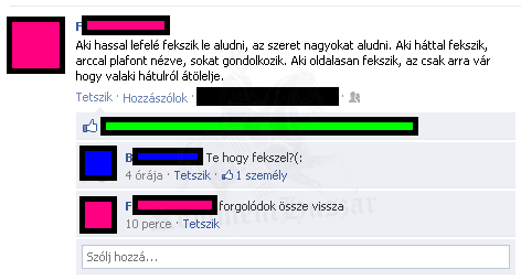 Hogy fekszel?
 
