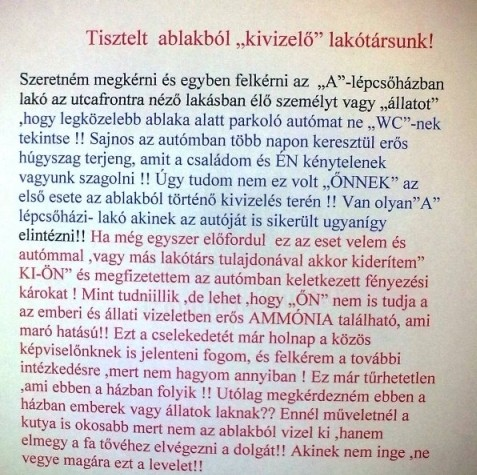 Liften talált felirat 
 
