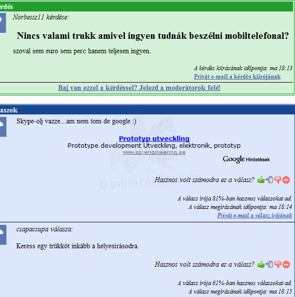 Ingyen telefonálás
 
