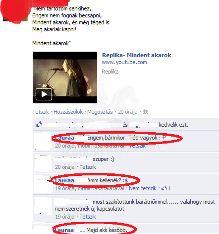 Facebookon árulja magát 
 
